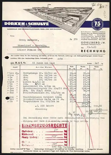 Rechnung Gevelsberg i. W. 1949, Dörken & Schulte Kom.-Ges., Baubeschlag- und Kleineisenwarenfabrik, Werksansicht Gesamt