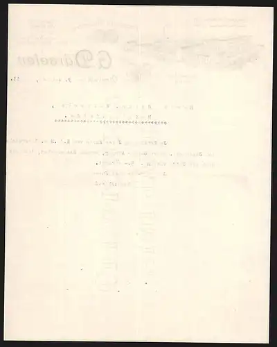 Rechnung Otzenrath 1913, G. Dürselen, Mechanische Kleiderfabrik, Fabrikansicht und Medaille