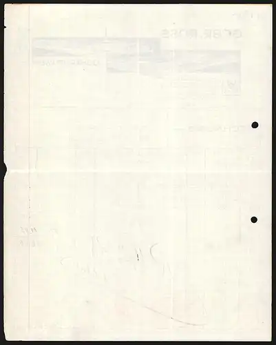 Rechnung Ochtrup i. Westf. 1938, Gebr. Ross, Mechanische Leinen-, Halbleinen-, Haustuch- & Gebild-Webereien, Werkansicht