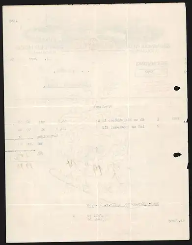 Rechnung Gildehaus 1934, Gebrüder Hoon, Baumwoll-Weberei und -Rauherei, Werksansicht und Auszeichnungen