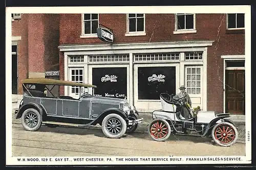AK West Chester, PA, Auto Franklin 11 (1926) und E (1905), 129 E. Gay St., Franklin Sales & Service Reklame