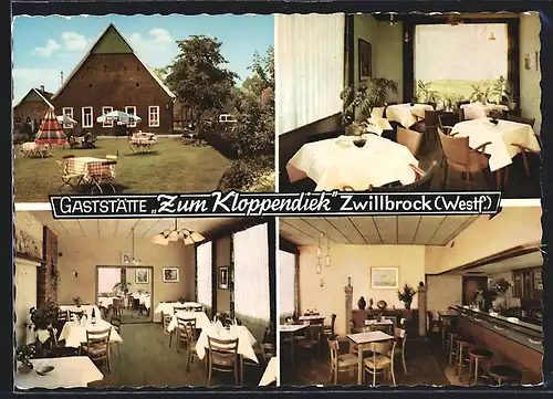 AK Zwillbrock /Westf., Gasthaus Zum Kloppendiek, Innenansichten