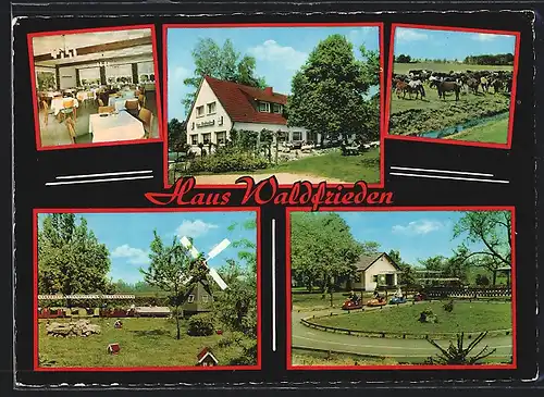 AK Dülmen, Gasthaus Waldfrieden am Wildpark Rath-Knepper, Börnste 20, Innenansicht, Windmühle