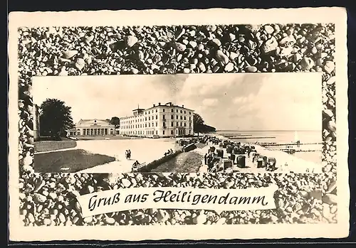 AK Heiligendamm, Strandpartie mit Hotel