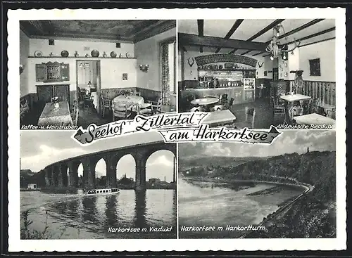 AK Herdecke /Ruhr, Gasthaus Seehof Zillertal am Harkortsee, Innenansichten Cafe u. Weinstuben u. Altdeutsche Bierstube