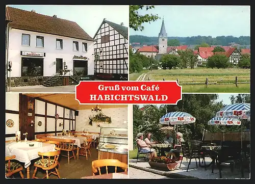 AK Breuna, Gasthaus Zum Habichtswald Ingrid Halle, Kasseler Strasse 15, Innenansicht, Terrasse