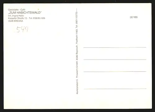 AK Breuna, Gasthaus Zum Habichtswald Ingrid Halle, Kasseler Strasse 15, Innenansicht, Terrasse