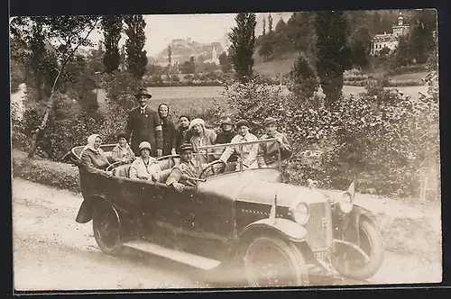 Foto-AK Auto Rochet-Schneider (192 ), Familienausflug im Auto mit offenem Verdeck