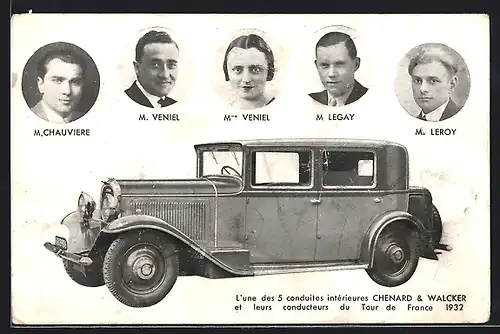 AK Auto Chenard & Walcker 12CV (1932), Conducteurs du Tour de France 1932