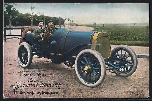 AK Auto 4. Platz (1908), Grand Prix A. C. F. Rigal sur Bayard-A. Clément, 1er des Voitures francaises