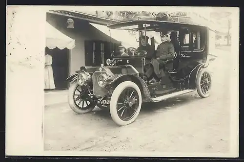 Foto-AK Auto Berliet (1908 /09), Herren in ihrem KFZ