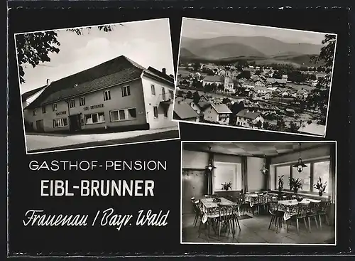 AK Frauenau, Gasthof-Pension Brunner, Ortsansicht