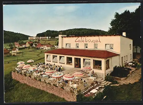 AK Gras-Ellenbach, Café Hügel mit gut gefüllter Terrasse, Inh. Paul Kessler