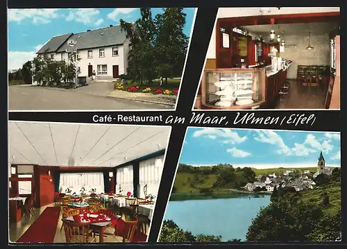 AK Ulmen (Eifel), Café-Restaurant am Maar, Cochemer Strasse, Aussen- und Innenansicht, Ortsansicht