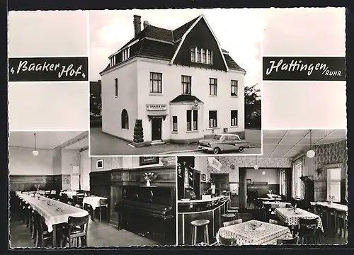 AK Hattingen /Ruhr, Gasthaus Baaker Hof, Rauendahlstrasse 8, Innenansichten