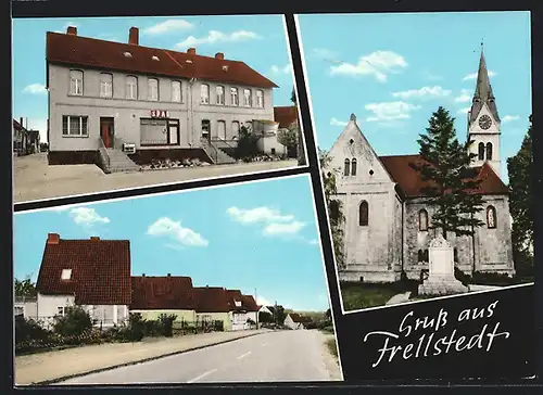 AK Frellstedt, Spar-Markt, Kirche und Siedlung