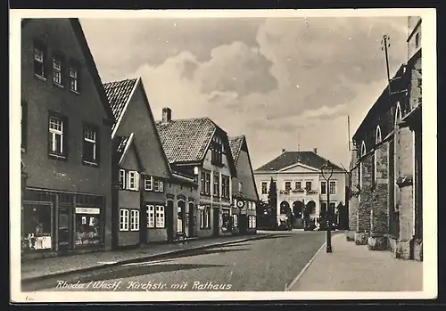 AK Rheda /Westf., Kirchstrasse mit Rathaus