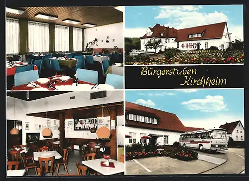 AK Kirchheim / Hessen, Gaststätte Bürgerstuben, Reisebus, Inh. Norbert u. Gislinde Geyer