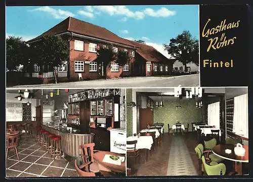 AK Fintel, Gasthaus Röhrs, Innen- und Aussenansicht, Inh. Fritz u. Gerda Hoppe