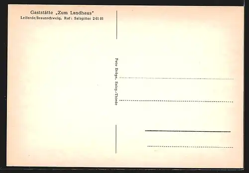 AK Leiferde / Braunschweig, Gaststätte Hopert, Teilansicht, Schule, Kirche