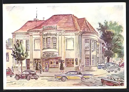 AK Herrenhausen, Strassenpartie an der Brauerei-Gaststätte