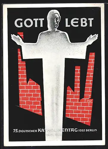 AK Berlin, Deutscher Katholikentag 1952, Gott lebt