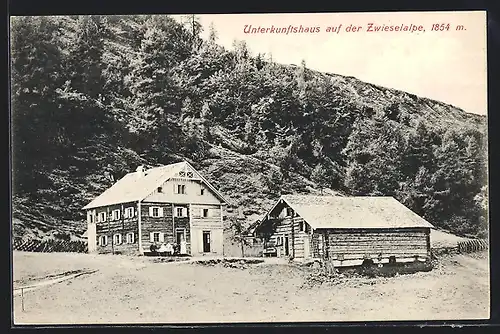 AK Zwieselalpe-Unterkunftshaus, Ansicht der Berghütte