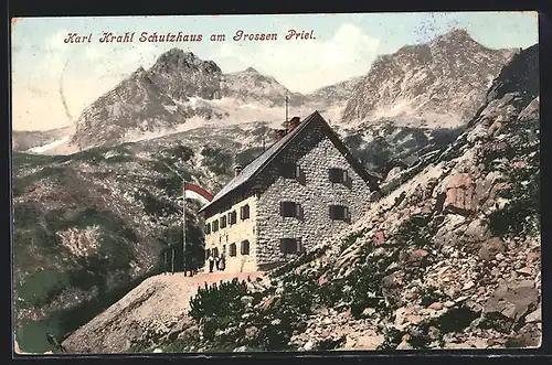 AK Prielschutzhaus, Berghütte der Sektion Linz mit Grossem Priel, Pyhrnbahn
