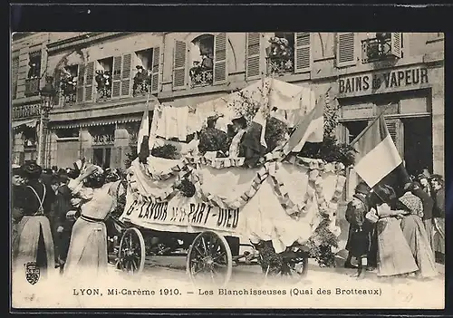 AK Lyon, Mi-Carême, Les Blanchisseuses, Quai des Brotteaux