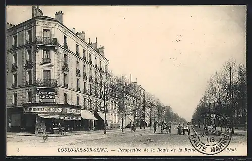 AK Boulogne-sur-Seine, Perspective de la Route de la Reine