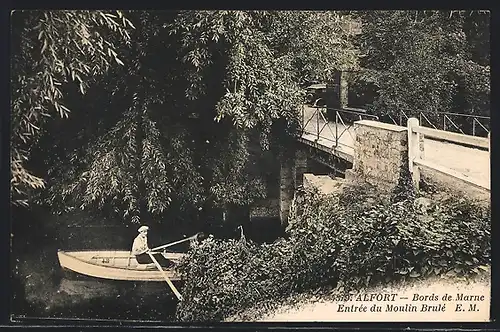 AK Alfort, Bords de Marne, Entrée du Moulin Brulé