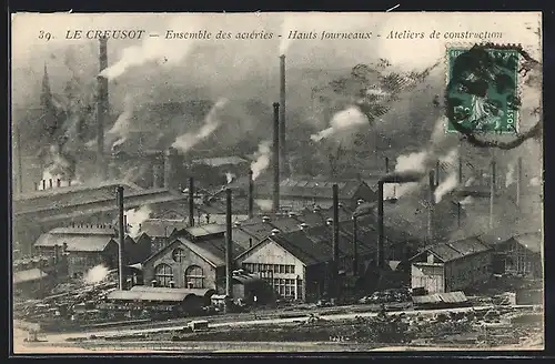 AK Le Creusot, Entsemble des aciéries, Hauts fourneaux, Ateliers de construction