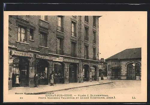 AK Epinay-sur-Seine, Place J. Blumenthal, Poste