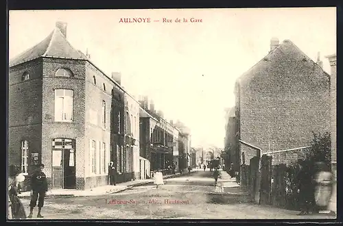 AK Aulnoye, Rue de la Gare, Strassenpartie