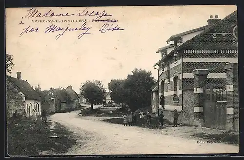 AK Sains-Morainvillers, Rue de Welles, Strassenpartie