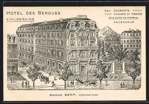 Künstler-AK Aix-les-Bains, Hotel des Bergues
