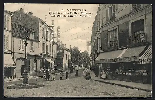 AK Nanterre, Fontaine des Belles Femmes, La Poste, Rue du Marché