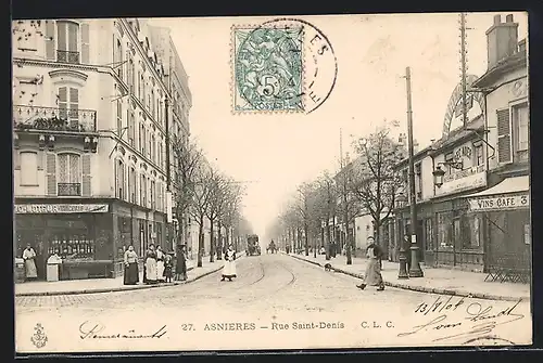AK Asnieres, Rue Saint-Denis, Strassenpartie