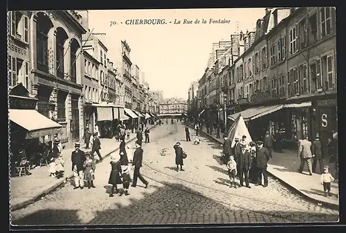 AK Cherbourg, La Rue de la Fontaine