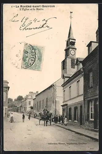 AK La Rivière-Saint-Sauveur, L`Eglise et la Mairie