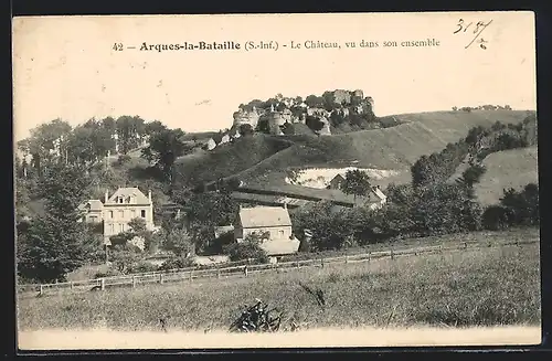 AK Arques-la-Bataille, Le Château vu dans son ensemble