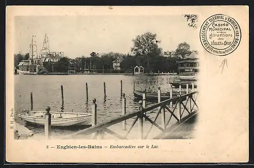 AK Enghien-les-Bains, Embarcadère sur le Lac