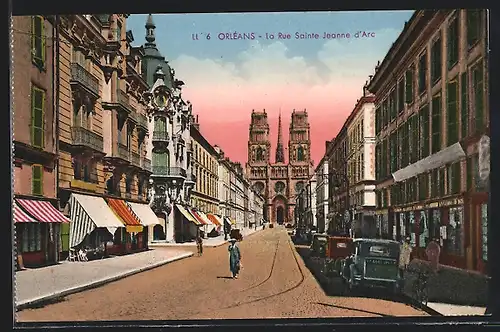 AK Orléans, La Rue Sainte Jeanne d`Arc, Strassenpartie