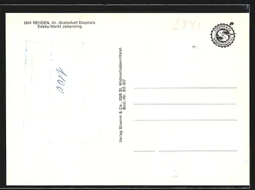 AK Rehden /Kr. Diepholz, Edeka-Markt Johanning, Kirche, Uferpartie