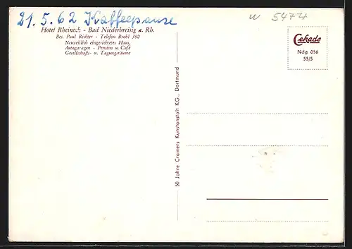 AK Bad Niederbreisig a. Rh., Hotel Rheineck P. Richter mit Strasse