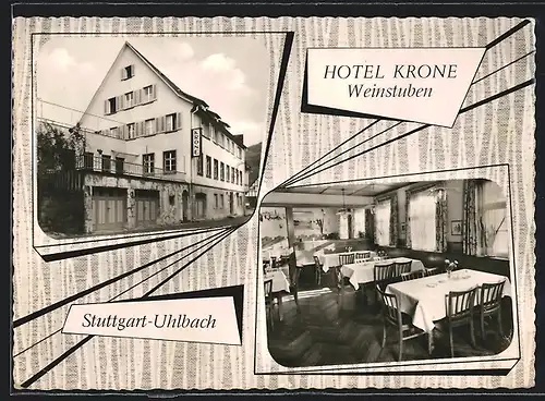 AK Stuttgart-Uhlbach, Hotel Krone mit Weinstuben