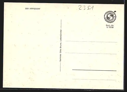 AK Arpsdorf, Gedenkstein, Edeka Geschäft, Brücke an einer Wasserpartie