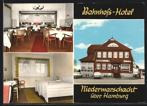 AK Niedermarschacht, Bahnhofs-Hotel mit Restaurant