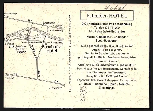 AK Niedermarschacht, Bahnhofs-Hotel mit Restaurant