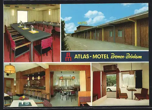 AK Brinkum / Stuhr, Atlas-Motel, Innen- und Aussenansicht
